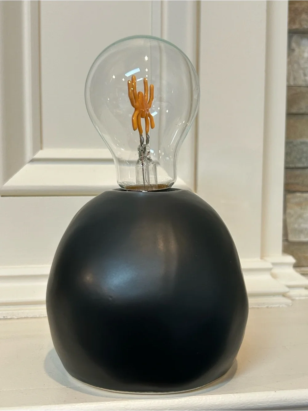 Ashland Black Skull Accent Light-Up Decoration with Spider Bulb